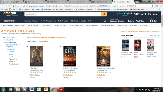 The Race at number 1 - Political thrillers